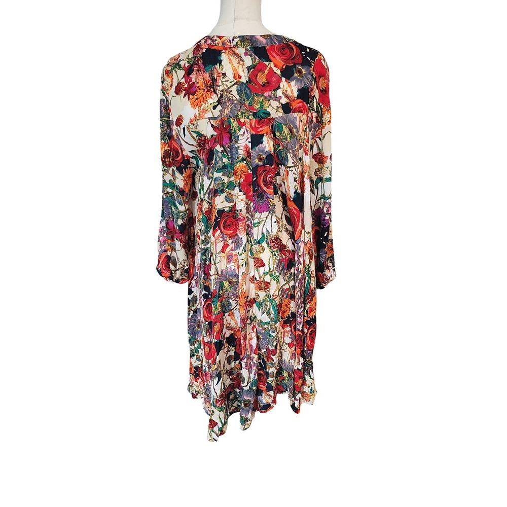 Jodifl Floral Print Long Sleeve Mini Dress Boho Chic Keyhole Casual‎ - Picture 2 of 9